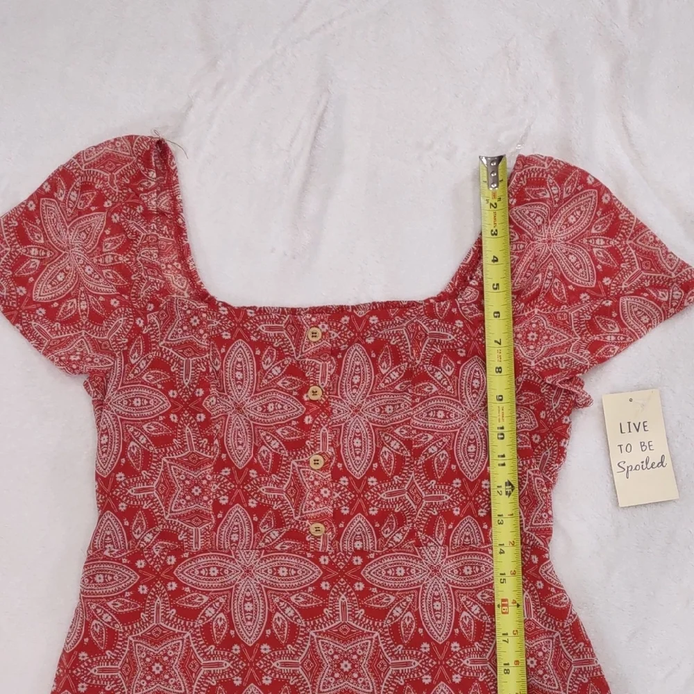 Live To Be Spoiled Patterned Short Sleeve Dress - Picture 12 of 16